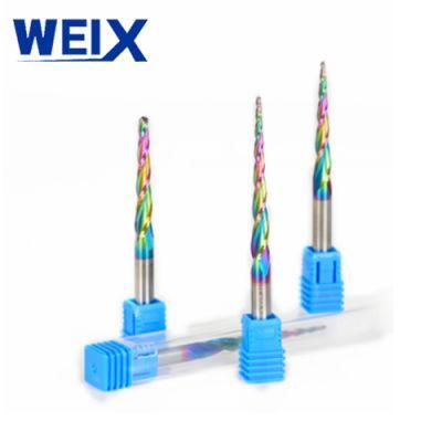 Weix Tungsten Carbide HRC55 2flutes Conical Taper Ball Nose End Mill New Coating