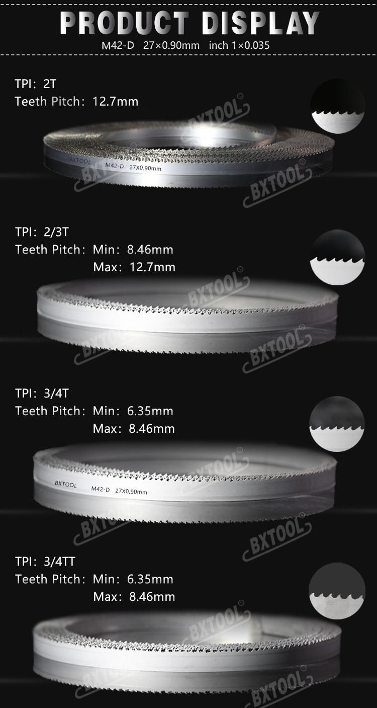 Bxtool M42-D 27*0.90mm Inch 1*0.035 Bimetal Band Saw Blade for Cutting Low Carbon Steel