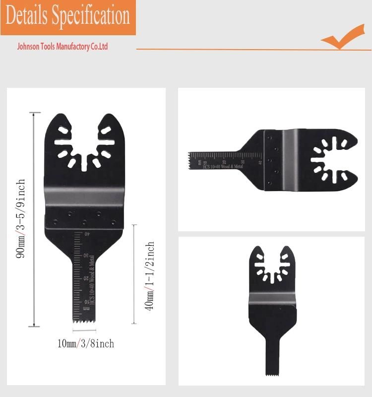 Quick Release Multi Tools 10mm Narrow Hcs Teeth Multi Oscillating Saw Blades for Wood