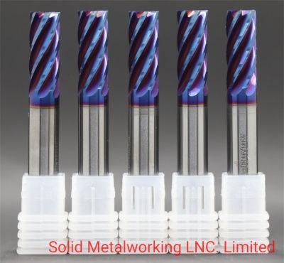 HRC55 6 Flutes Tungsten Carbide Endmills with Nano Blue Coating