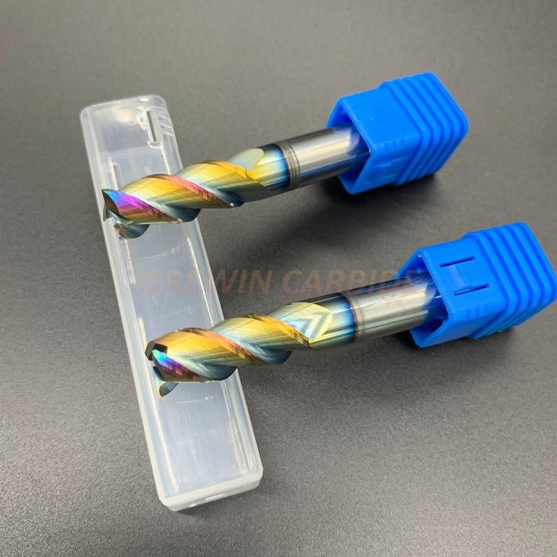 Gw Carbide Cutting Tool-Tungsten Carbide End Mill with Rainbow Colorful Coated for Cutting Aluminum