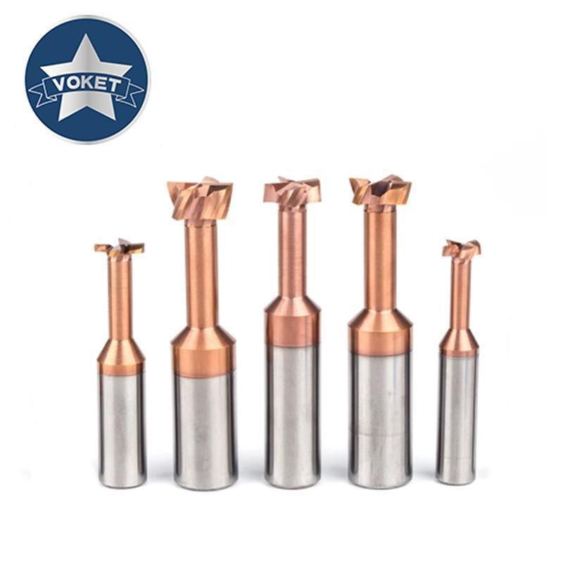 4 6 8 10 12mm Shank T Type Grooving Milling Cutter Overall Alloy Tungsten Steel Slotting Router Bits CNC Tool End Mill