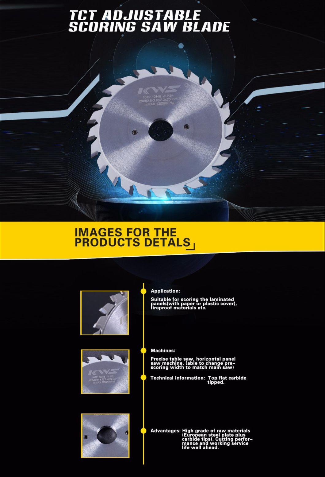 Tct Adjustable Scoring Saw Blade with Chrome Surface Treating