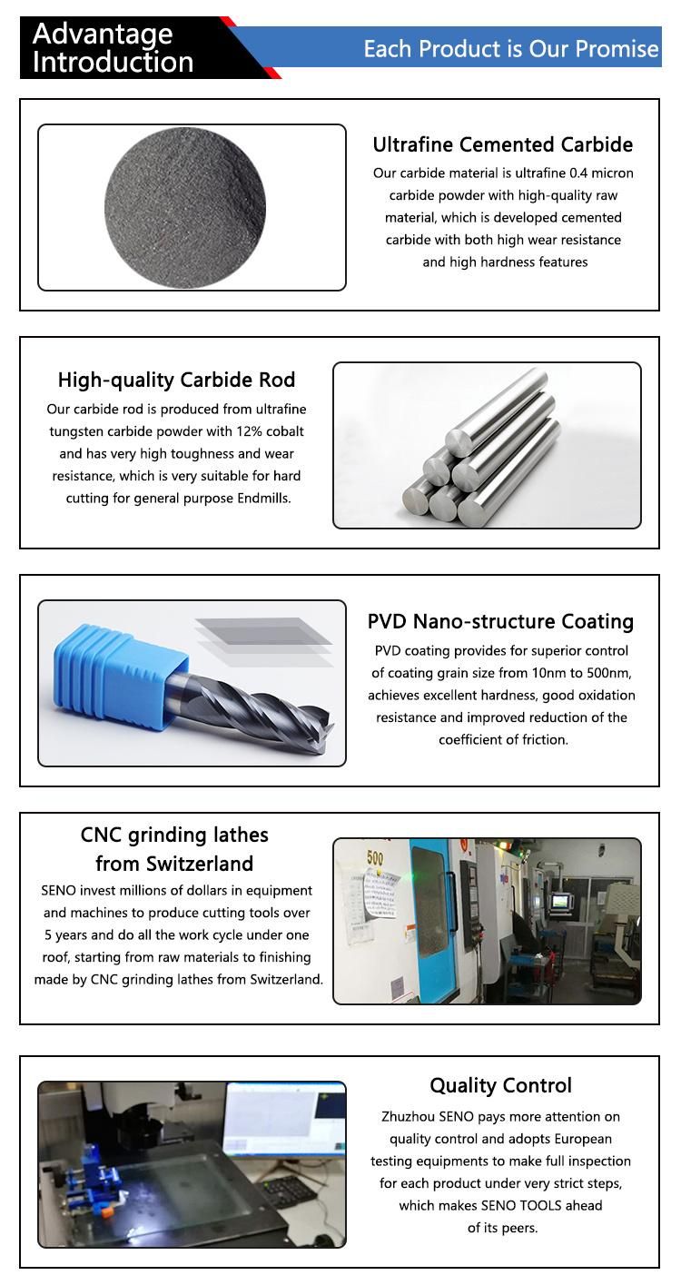 Manufacturer CNC Tools Tungsten Carbide 4flutes HRC45 Flat End Mill