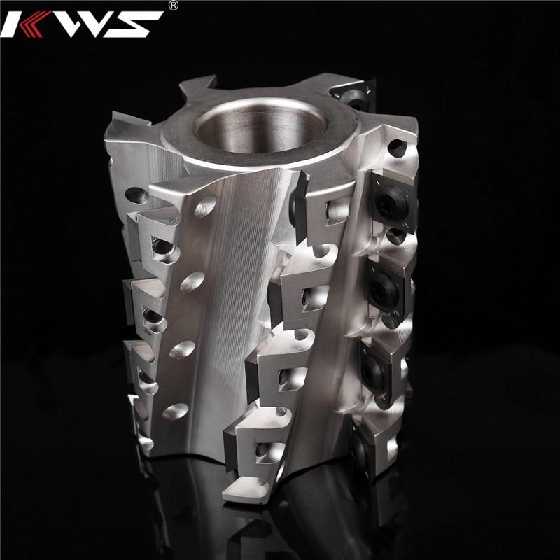 Kws Helical Planing Spiral Cutter Head with Reversible Carbide Inserts High Performance Woodworking Spiral Cutter Head