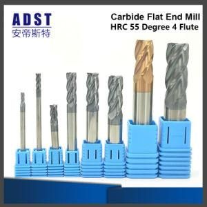 HRC 55 Degree Carbide Flat End Mill 2/4 Flutes Straight Shank Milling Cutter for CNC Machine Cutting Tool
