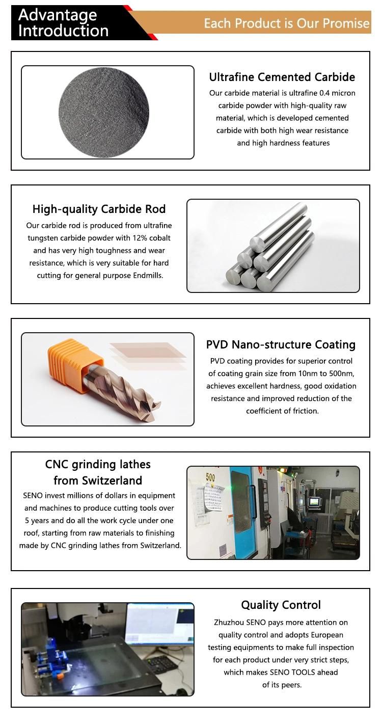 Zhuzhou Milling Cutter CNC Carbide Tools HRC55 Flat End Mill Cutter