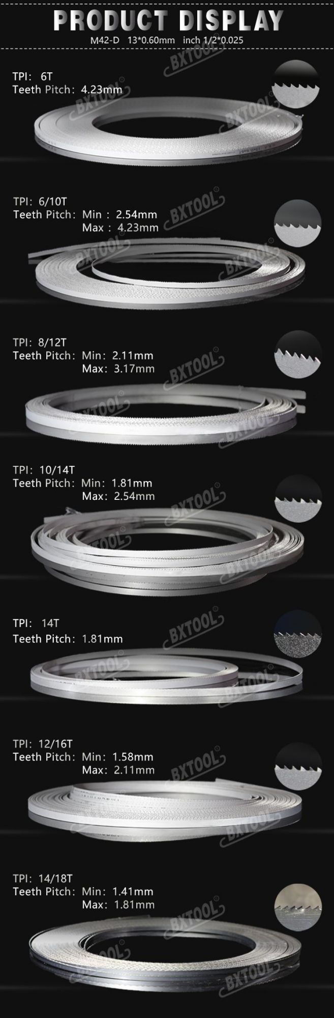 M42 13mm*0.6mm Band Saw Blade Cutting Metal Wood Plastic