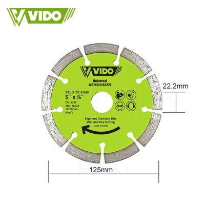 Vido 125mm Segment Saw Blade Diamond Cutting Disc for Gemstone Brick Granite Marble Cutter