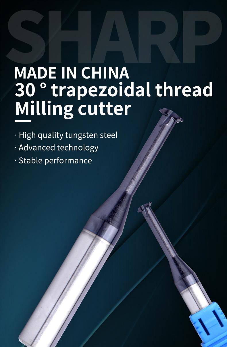 Tr10*2 CNC Tungsten Steel Single Tooth 30 Degree Trapezoidal Thread Milling Cutter Tr 8 9 10 11 12 14 16 18 20 22 24 26 28 Mill Mills