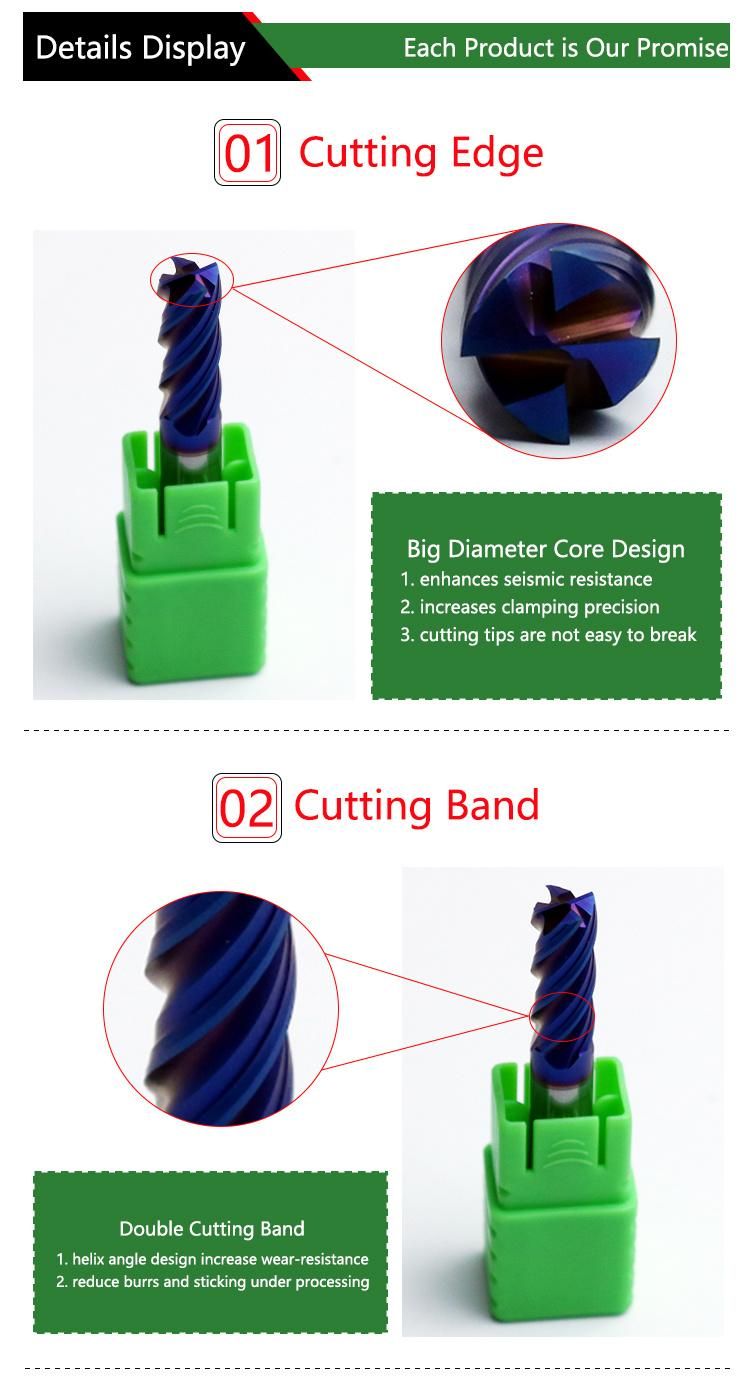 CNC End Milling Cutter 4flutes HRC65 Parallel Shank Solid Tungsten Carbide for Stainless Steel Metal Cutter End Mill