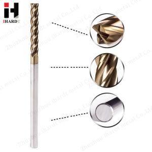 China 4 Flute Solid Carbide Flattened End Mills with Long Cutting Length for Alloy Steel HRC55