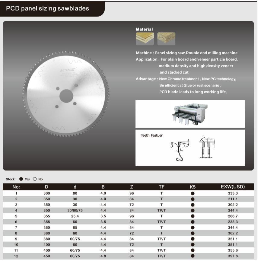 Saw Blade for Panel Sizing Machine Woodworking Tools Carbide Circular