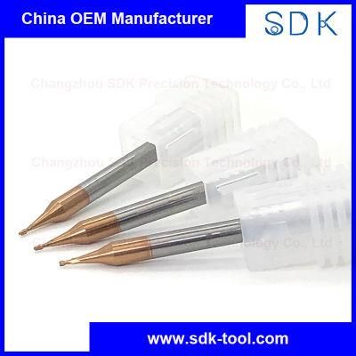 China Manufacture HRC55 Micro Flat Square 2f 4f End Mill for Steel with Coating
