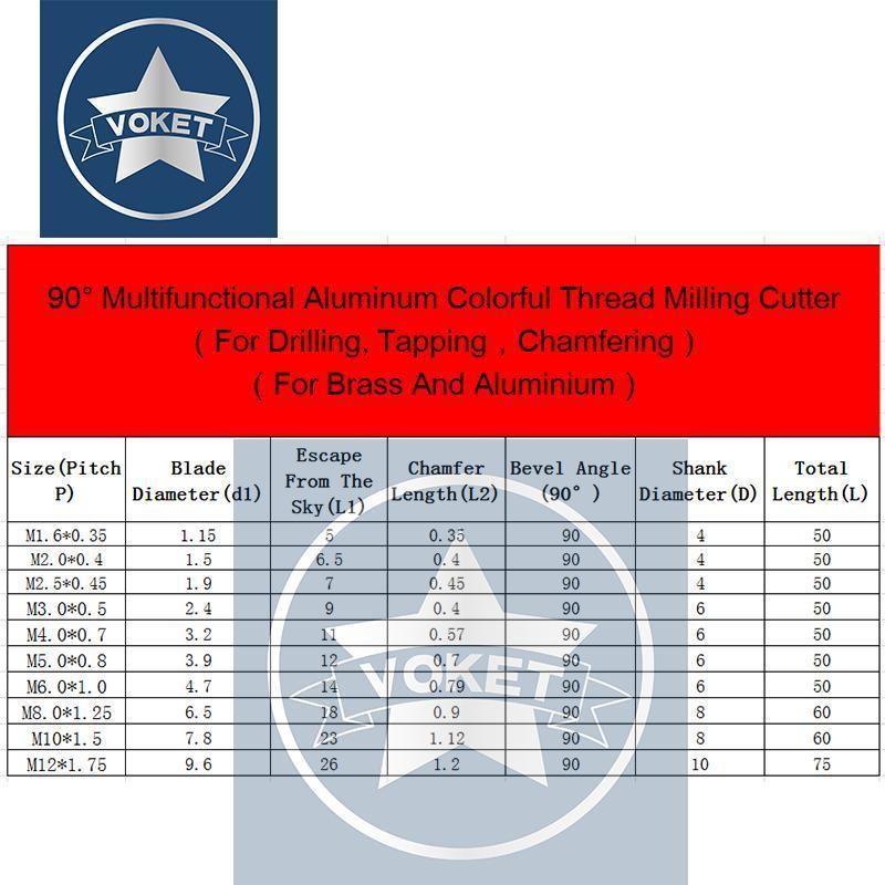 M3.0*0.5 CNC Ultifunctional Tungsten Steel Thread Milling Cutter M1.6 M2 M2.5 M3 M4 M5 M6 M8 M10 M12 for Aluminum Drilling Tapping and Chamfering