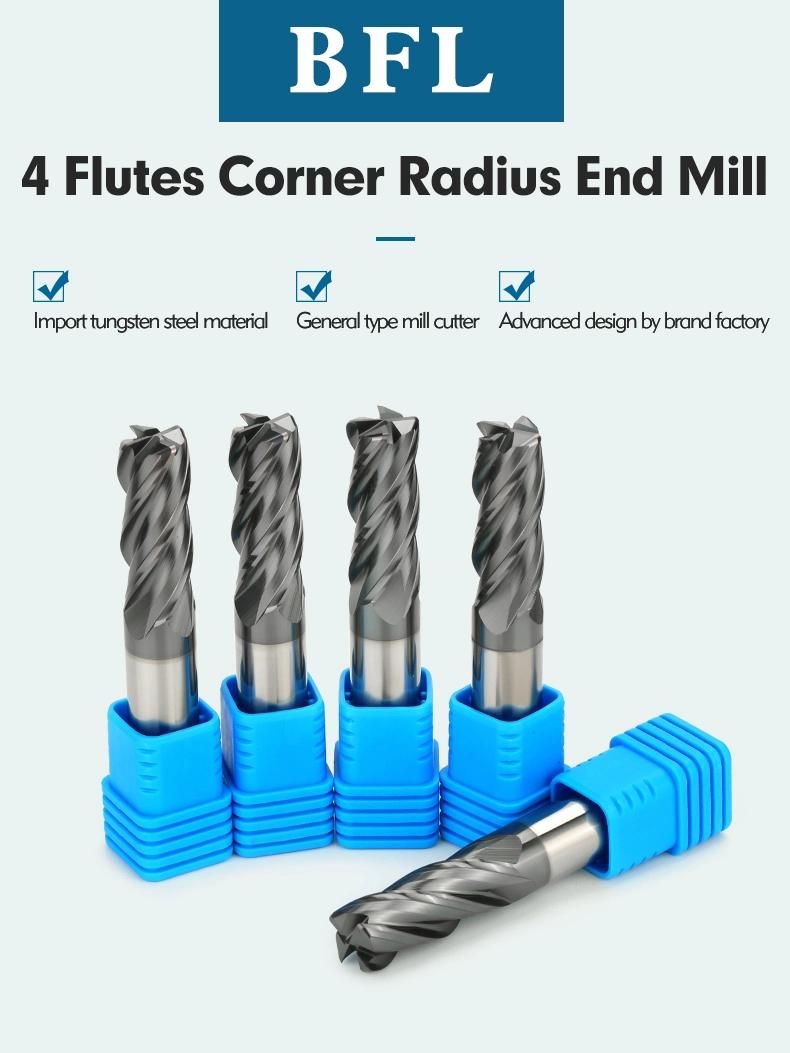 Bfl D12*R0.5/R1*D12*30*75-4f Tungsen Carbide Corner Radius End Mill Tialn Coated in Stock