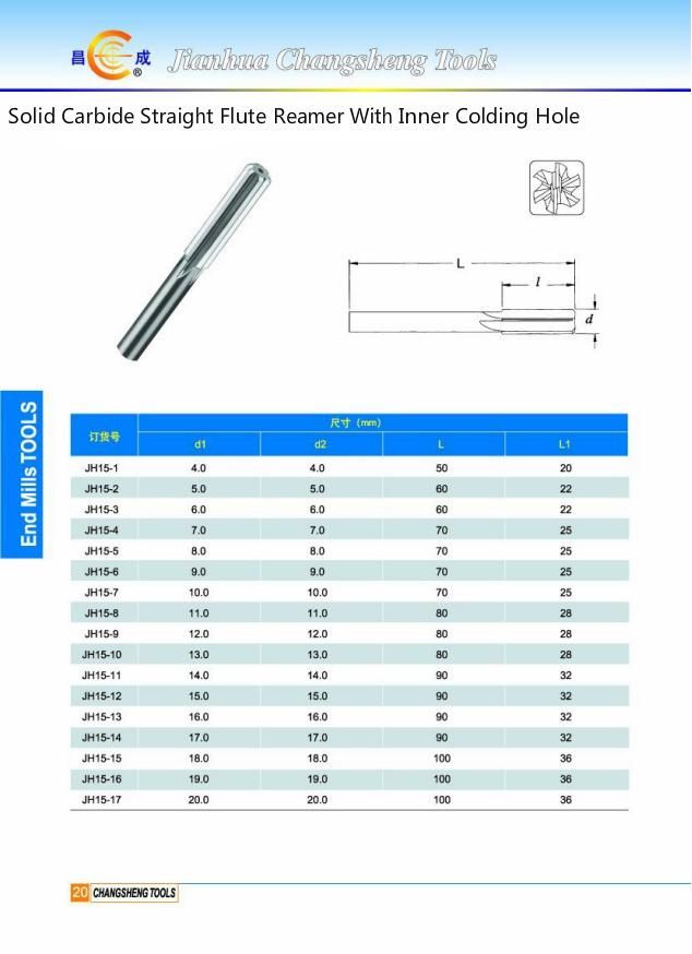 HRC55 Solid Carbide 3 Flutes Reamer with Straight Shank