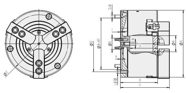 4 Inch 3 Jaw Pneumatic Lathe Chuck CNC Lathe Half Through Hole Power Chuck