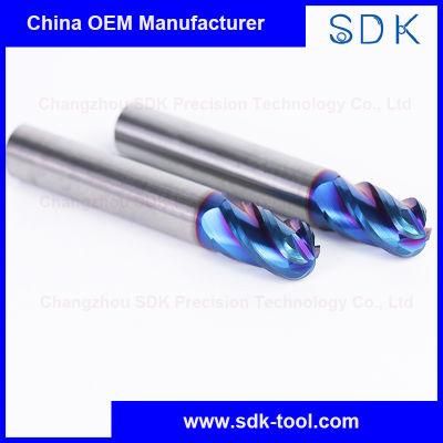 Solid Carbide HRC65 4 Flute Ball Nose Cutter CNC Milling for Hardened Steel