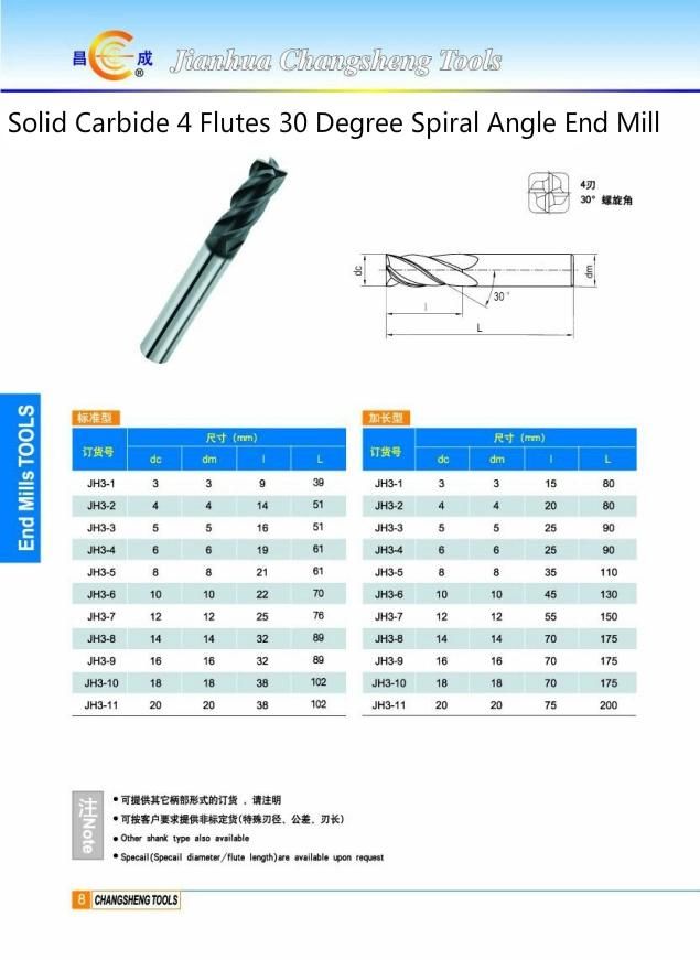 K44 Solid Carbide Superhard 6 Flutes Corner R Rounding End Mill for Processing Carbon Fiber