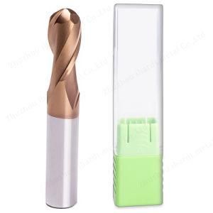 12mm HRC60 Carbide 2f Ball Nose End Mill with Copper Coating for a Variety of Materials Under HRC58
