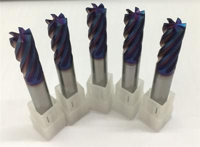 Blue Nano Coating HRC60 Tungsten Carbide Endmill Milling Cutter for CNC Usage with 6 Cutting Edges