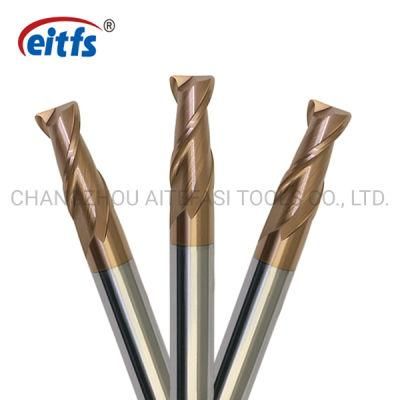 HRC 58 Carbide 2 Flute End Mill with Bronze Coating
