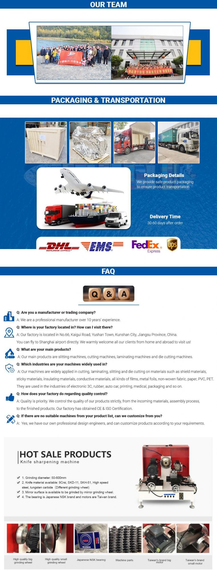 Industrial Felt Slitting Machine Parts Pneumatic Round Knife