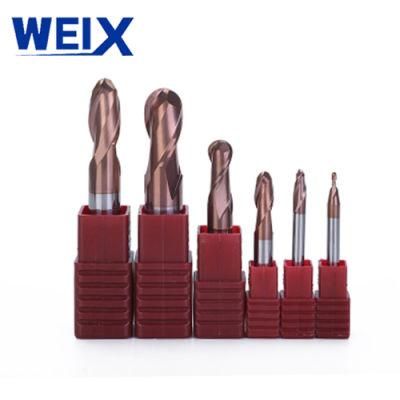 Weix Ball Nose Endmill for Steel or Wood Tisin Coating End Mill 2 or 4 Flutes Ball Nose Milling Cutter Tools