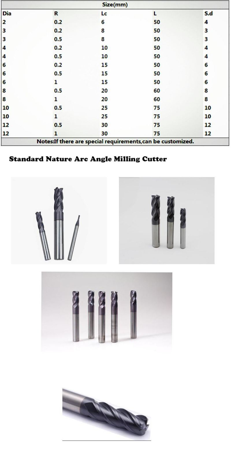 Altin Coated Corner Radius Endmill Solid Carbide End Mill