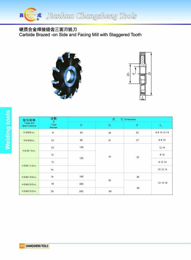 Steel Made Carbide Insert Saw Blade Side Milling Cutter
