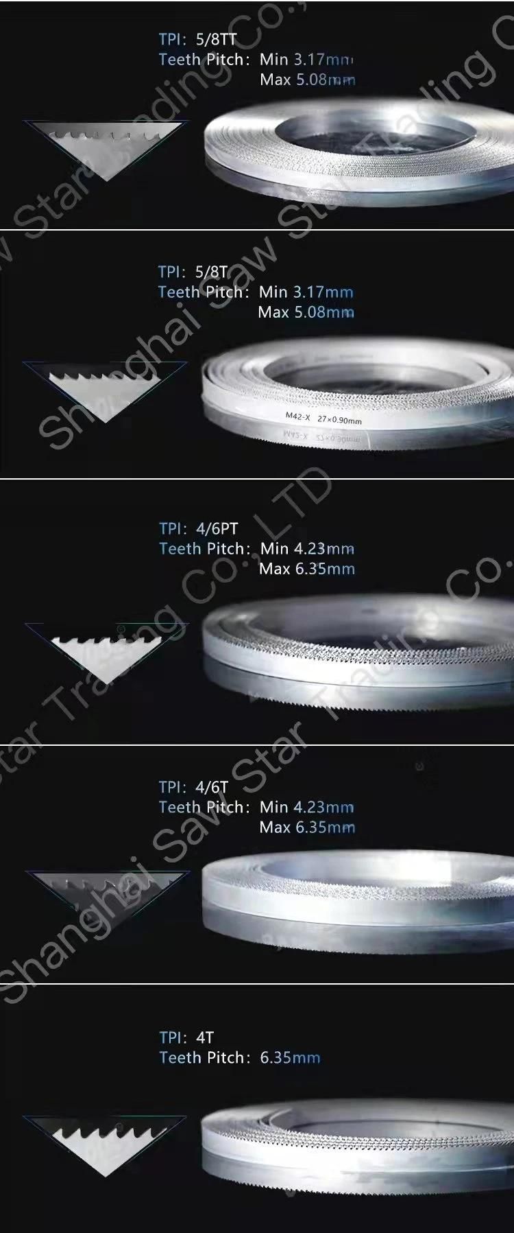 M42 4/6tt Bimetal Band Saw Blade for Sawing Thick Wall Pipe Structural Metal Side by Side