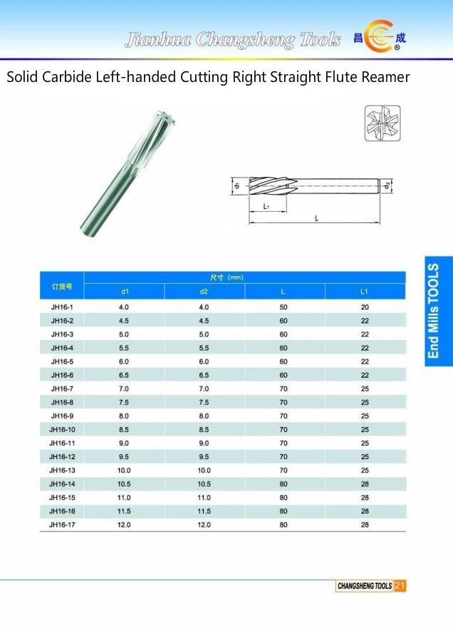 4 Flutes Carbide Reamer Cutters Handy Reamer Tool/Milling Cutter