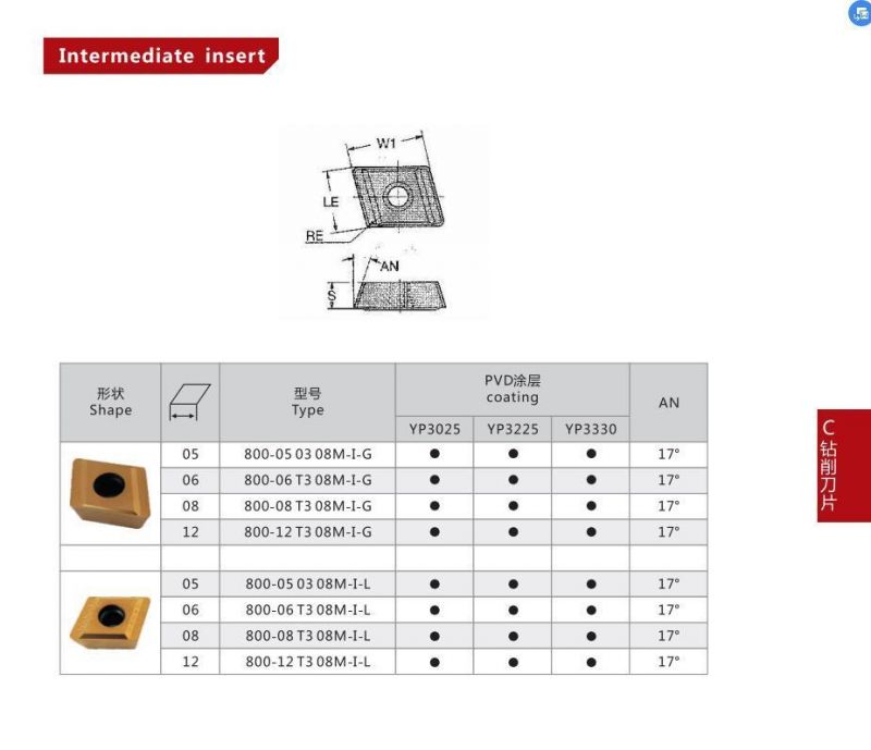 Directly Factory Supply Using for BTA Deep Hole Drilling Inserts 800-08t308m-I-G