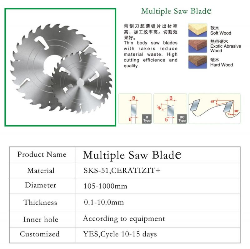 Carbide Multi Rip Saw Blade with Scraper / Wipers / Keyway