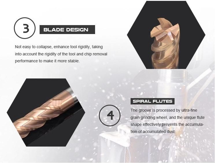 Tungsten Carbide 2 Flutes 4 Flutes Endmill for Cutting Steel Aluminum