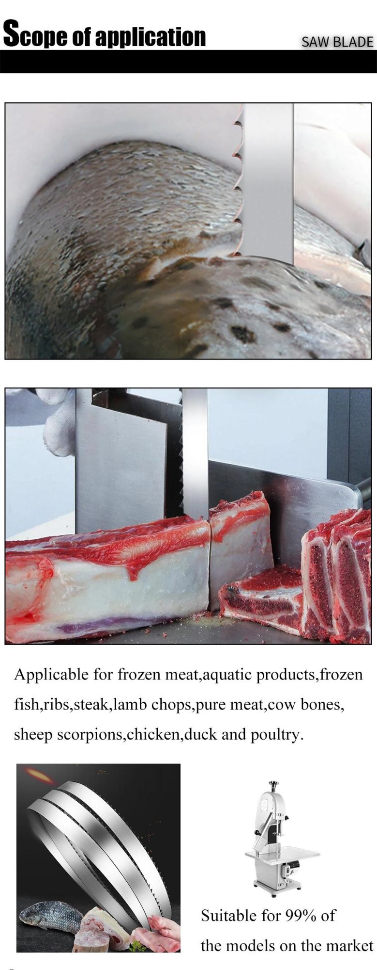 Pilihu Meat Bone Saw Machine Cutting Butcher Saw Blade Meat on Fast Cutting