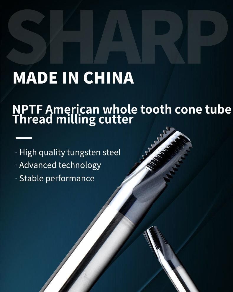 Nptf1/8-27 CNC 60 Degree Tungsten Steel American All Tooth Taper Sealing Pipe Thread Milling Cutter Nptf 1/16 1/4 3/4 3/8 1/2 Mill Mills Cutters