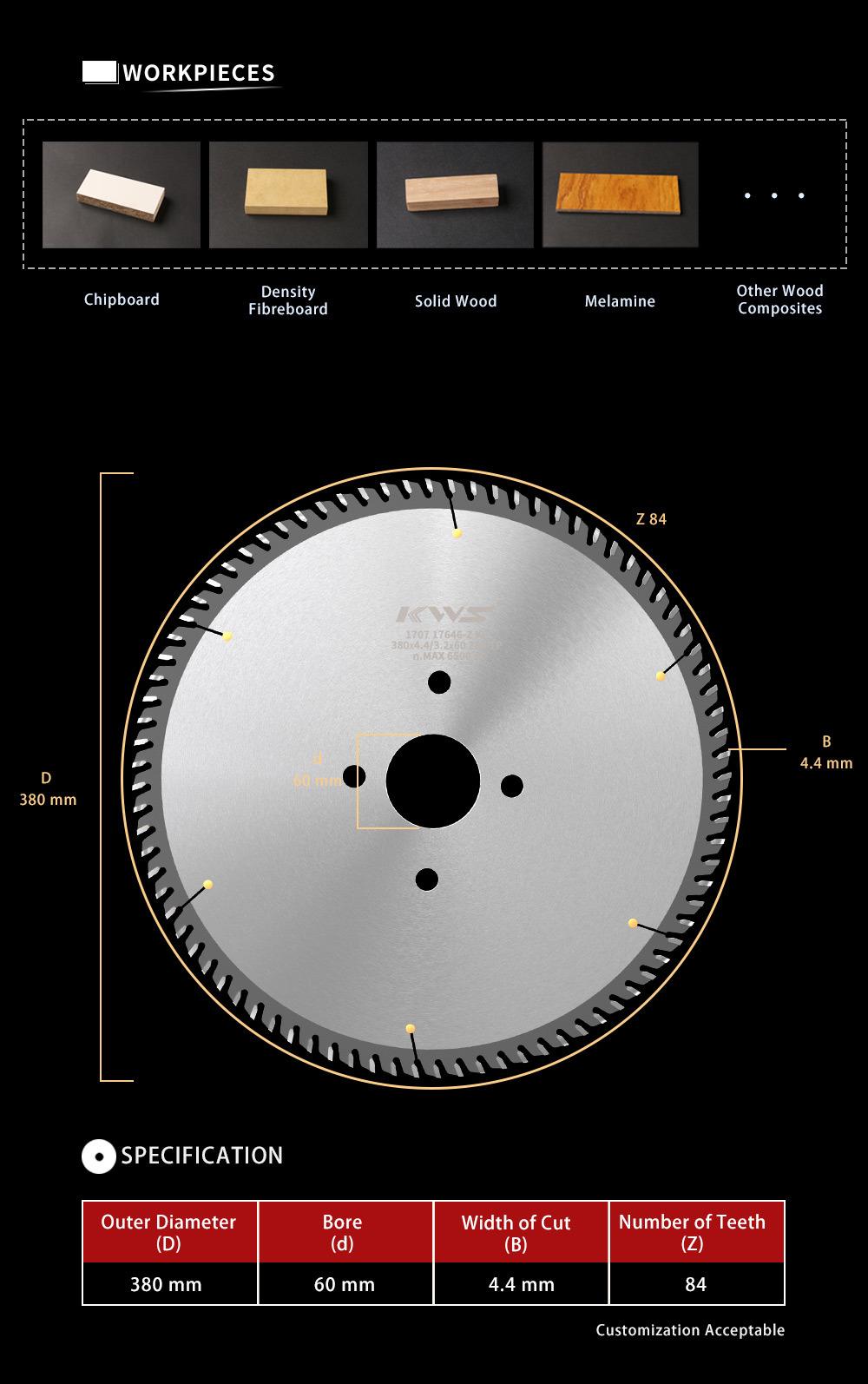 Kws Panel Sizing Circular Saw Blades for Wood Cutting