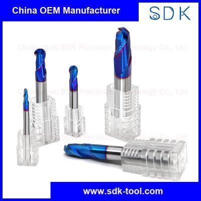 2 Flute Solid Carbide Ball Cutter CNC Milling for Hardened Steel