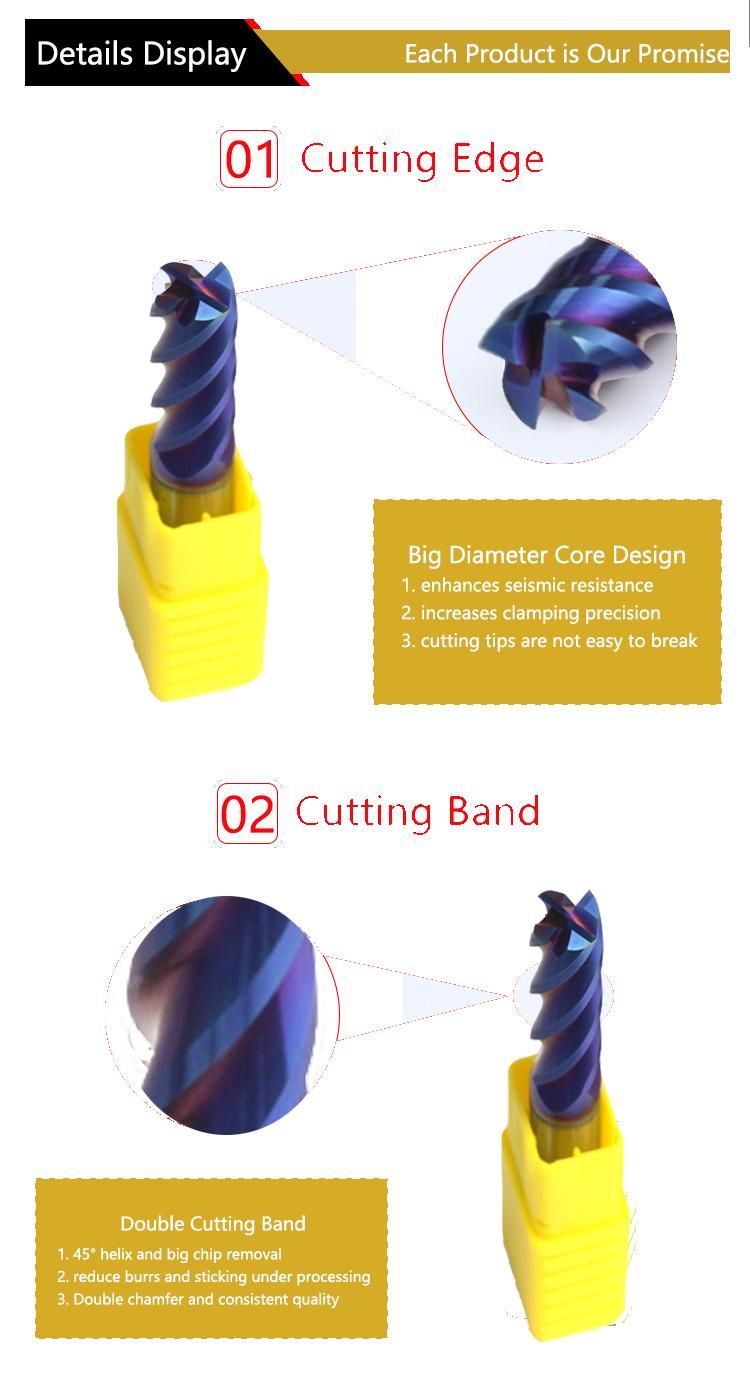 Solid Tungsten Carbide CNC End Milling Cutter HRC60 Parallel Shank Endmill for Stainless Steel Metal Cutter Tools