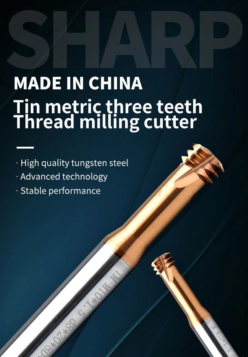 M10*1.5 CNC 60° Tungsten Steel Three Row Thread Milling Cutter M1 M1.2 M1.4 M1.6 M2 M2.5 M3 M4 M5 M6 M8 M10 M12 M14 Mill Mills Cutters