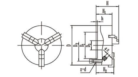 Three Jaw Lathe Chuck Dia. 400mm with Two-Piece Jaws Self Centering Chuck